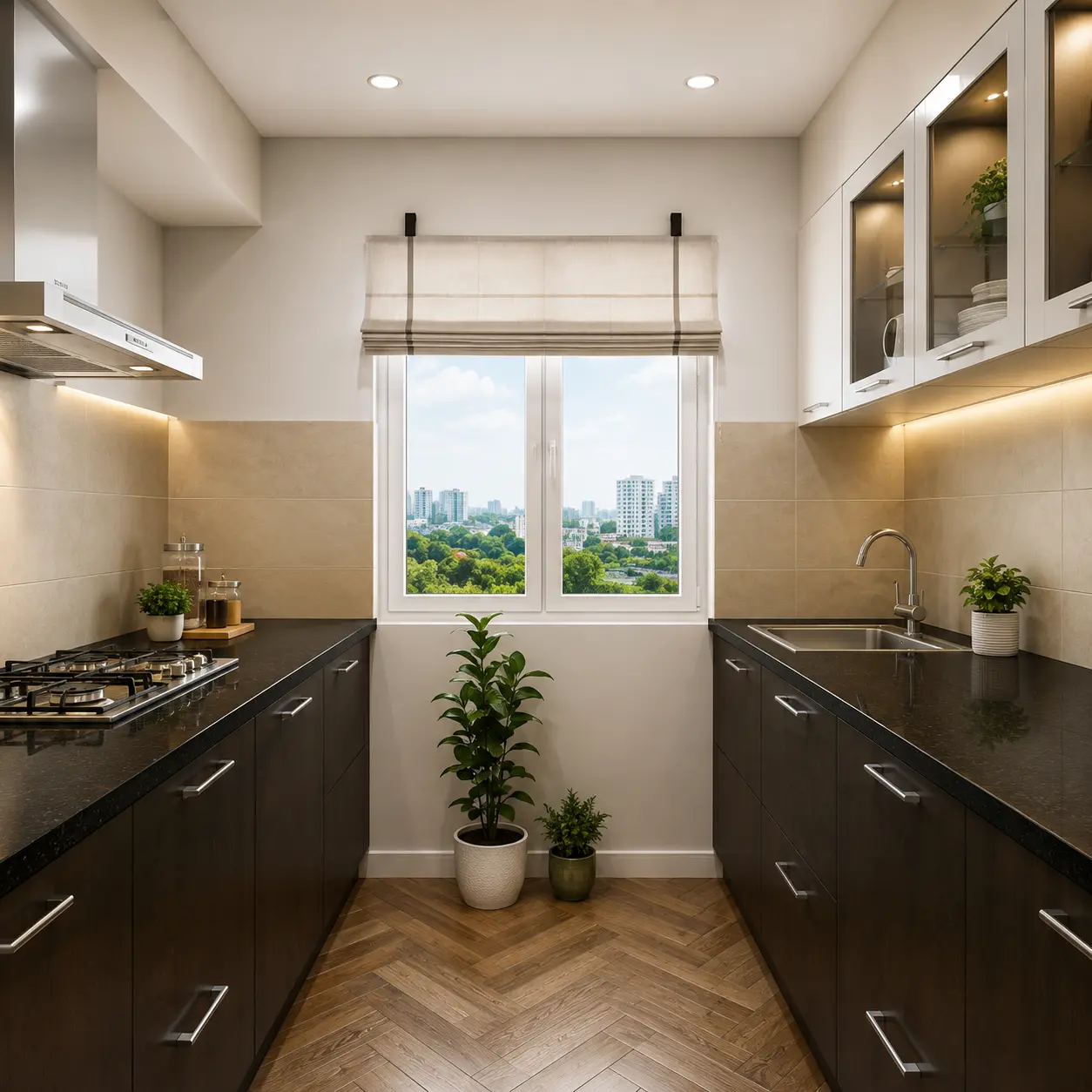 Parallel galley-style modular kitchen design